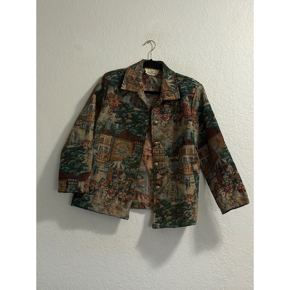 Erin London  Petites S SP  petite scenic tapestry jacket village